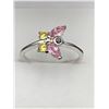 Image 1 : Ladies Pink Topaz & Citrine Gemstone Butterfly ring .999 SIlver