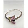 Image 2 : Ladies Pink Topaz & Citrine Gemstone Butterfly ring .999 SIlver