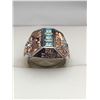Image 1 : Gents .925 Silver Aqua Topaz Copper Inset dress ring