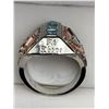 Image 2 : Gents .925 Silver Aqua Topaz Copper Inset dress ring
