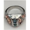 Image 3 : Gents .925 Silver Aqua Topaz Copper Inset dress ring