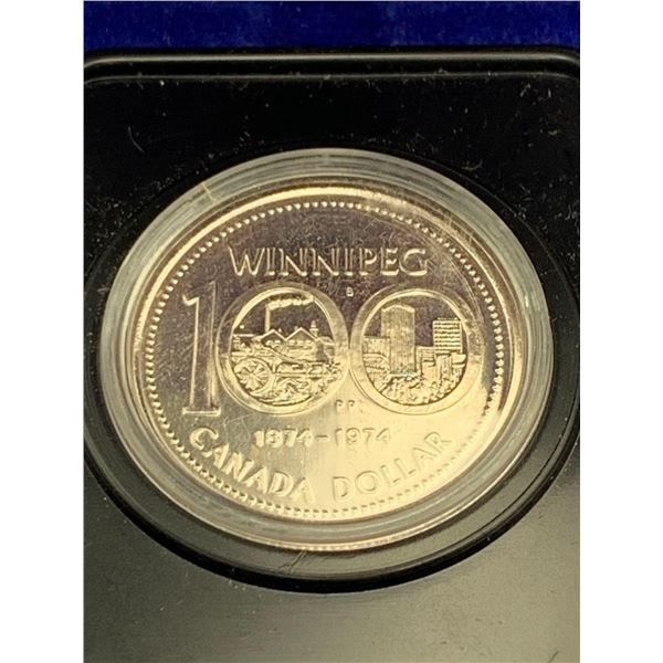 Royal Canada Mint 1873-1974 Winniped Cased $1.00 Dollar Coin