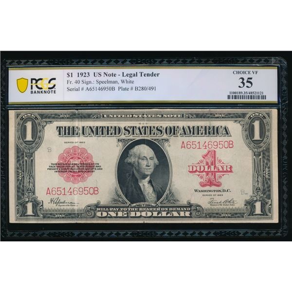 1923 $1 Legal Tender Note PCGS 35