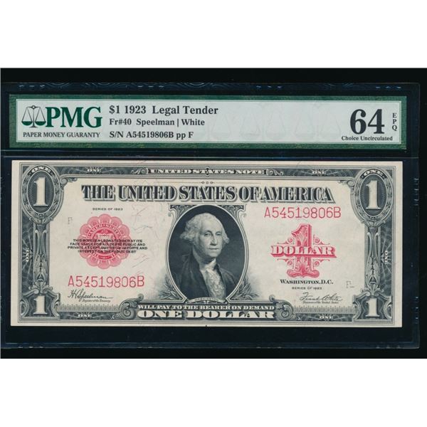 1923 $1 Legal Tender Note PMG 64EPQ