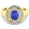 Image 2 : 14KT Yellow Gold 1.09ct Tanzanite and Diamond Ring