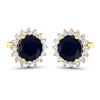 Image 2 : 14KT Yellow Gold 2.2ctw Blue Sapphire and Diamond Earrings