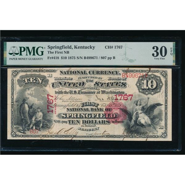 1875 $10 Springfield KY National PMG 30EPQ
