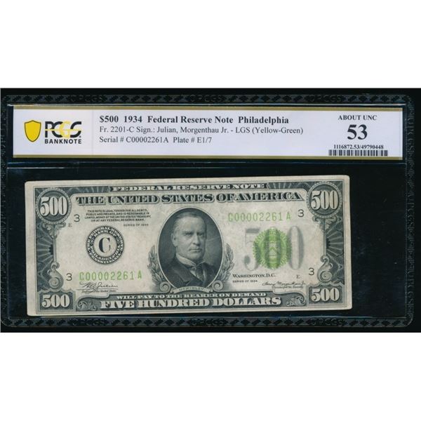 1934 $500 Philadelphia FRN PCGS 53