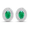 Image 1 : 14KT White Gold 0.76ctw Zambian Emerald and Diamond Earrings