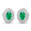 Image 2 : 14KT White Gold 0.76ctw Zambian Emerald and Diamond Earrings