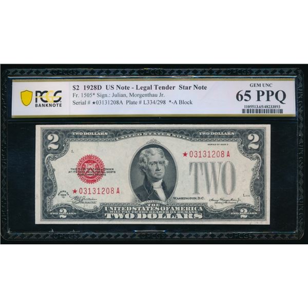 1928D $2 STAR Legal Tender Note PCGS 65PPQ