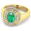 Image 3 : 14KT Yellow Gold 1ct Zambian Emerald and Diamond Ring