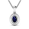 Image 3 : 14KT White Gold 1.30ct Blue Sapphire and Diamond Pendant with Chain