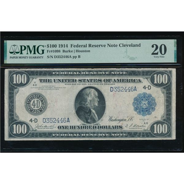 1914 $100 Cleveland FRN PMG 20
