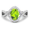 Image 3 : 14KT White Gold 1.05ctw Peridot and Diamond Ring
