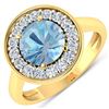 Image 1 : 14KT Yellow Gold 1.9ct Aquamarine and Diamond Ring