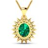 Image 3 : 14KT Yellow Gold 3.14ctw Zambian Emerald and Diamond Pendant