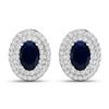 14KT White Gold 1.16ctw Blue Sapphire and Diamond Earrings