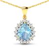 14KT Yellow Gold 2.3ctw Aquamarine and Diamond Pendant