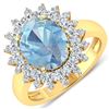 14KT Yellow Gold 2.90ct Aquamarine and Diamond Ring