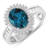 14KT White Gold 1.9ctw London Blue Topaz and Diamond Ring