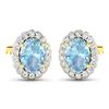 Image 2 : 14KT Yellow Gold 1.02ctw Aquamarine and Diamond Earrings