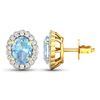 Image 4 : 14KT Yellow Gold 1.02ctw Aquamarine and Diamond Earrings