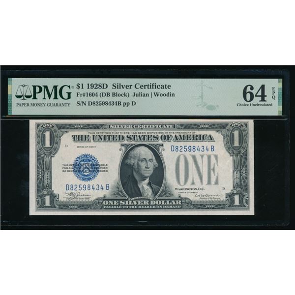 1928D $1 Silver Certificate PMG 64EPQ