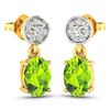 Image 2 : 14KT Yellow Gold 1.26ctw Peridot Topaz and Diamond Earrings