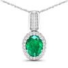 Image 1 : 14KT White Gold 1.65ctw Zambian Emerald and Diamond Pendant