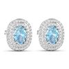 Image 3 : 14KT White Gold 1.02ctw Aquamarine and Diamond Earrings