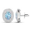 Image 4 : 14KT White Gold 1.02ctw Aquamarine and Diamond Earrings
