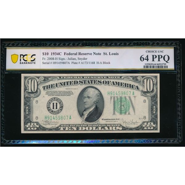 1934C $10 St Louis FRN PCGS 64PPQ