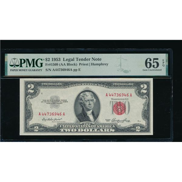 1953 $2 Legal Tender Note PMG 65EPQ