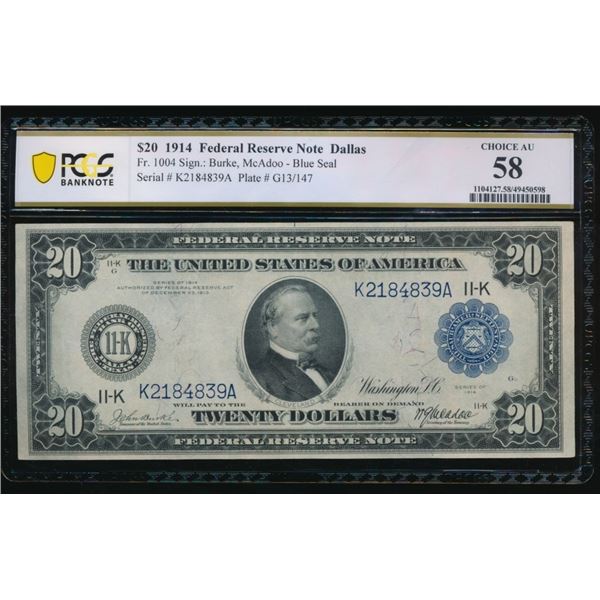 1914 $20 Dallas FRN PCGS 58