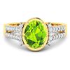 Image 3 : 14KT Yellow Gold 1.6ctw Peridot and Diamond Ring