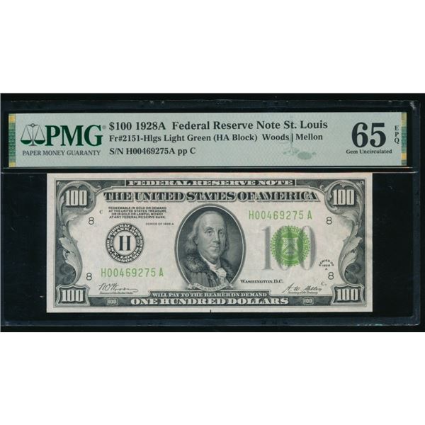 1928A $100 St Louis FRN PMG 65EPQ