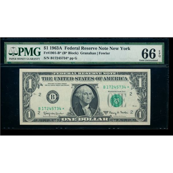 1963A $1 New York FRN PMG 66EPQ
