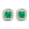 Image 3 : 14KT Yellow Gold 1.92ctw Zambian Emerald and Diamond Earrings