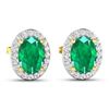Image 3 : 14KT Yellow Gold 1.12ctw Zambian Emerald and Diamond Earrings