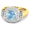 Image 2 : 14KT Yellow Gold 1.48ct Aquamarine and Diamond Ring