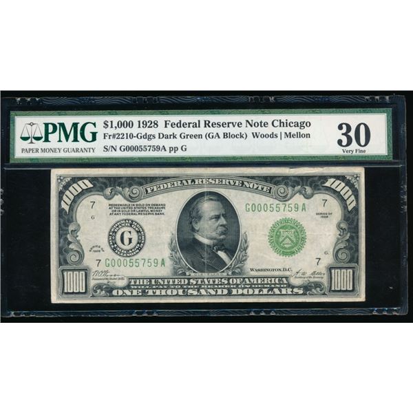 1928 $1000 Chicago FRN PMG 30