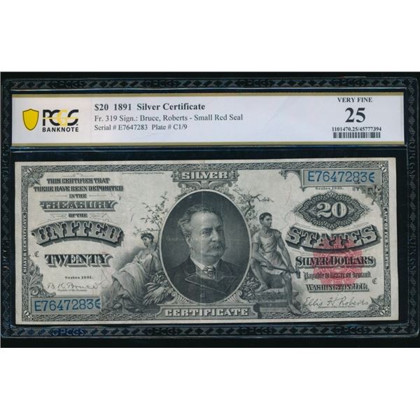 1891 $20 Silver Certificate PCGS 25