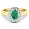 Image 1 : 14KT Yellow Gold 0.70ct Zambian Emerald and Diamond Ring