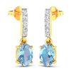 Image 2 : 14KT Yellow Gold 1.02ctw Aquamarine and Diamond Earrings