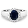 Image 2 : 14KT White Gold 1.3ct Blue Sapphire and Diamond Ring