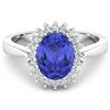 Image 1 : 14KT White Gold 1.09ct Tanzanite and Diamond Ring
