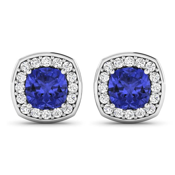 14KT White Gold 1.64ctw Tanzanite and Diamond Earrings
