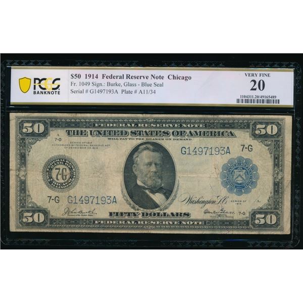 1914 $50 Chicago FRN PCGS 20