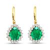 Image 3 : 14KT Yellow Gold 2.88ctw Zambian Emerald and Diamond Earrings
